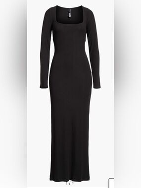 SKIMS | Dresses | Skims Fits Everybody Corset Long Sleeve Dress In Onyx M L  | Poshmark